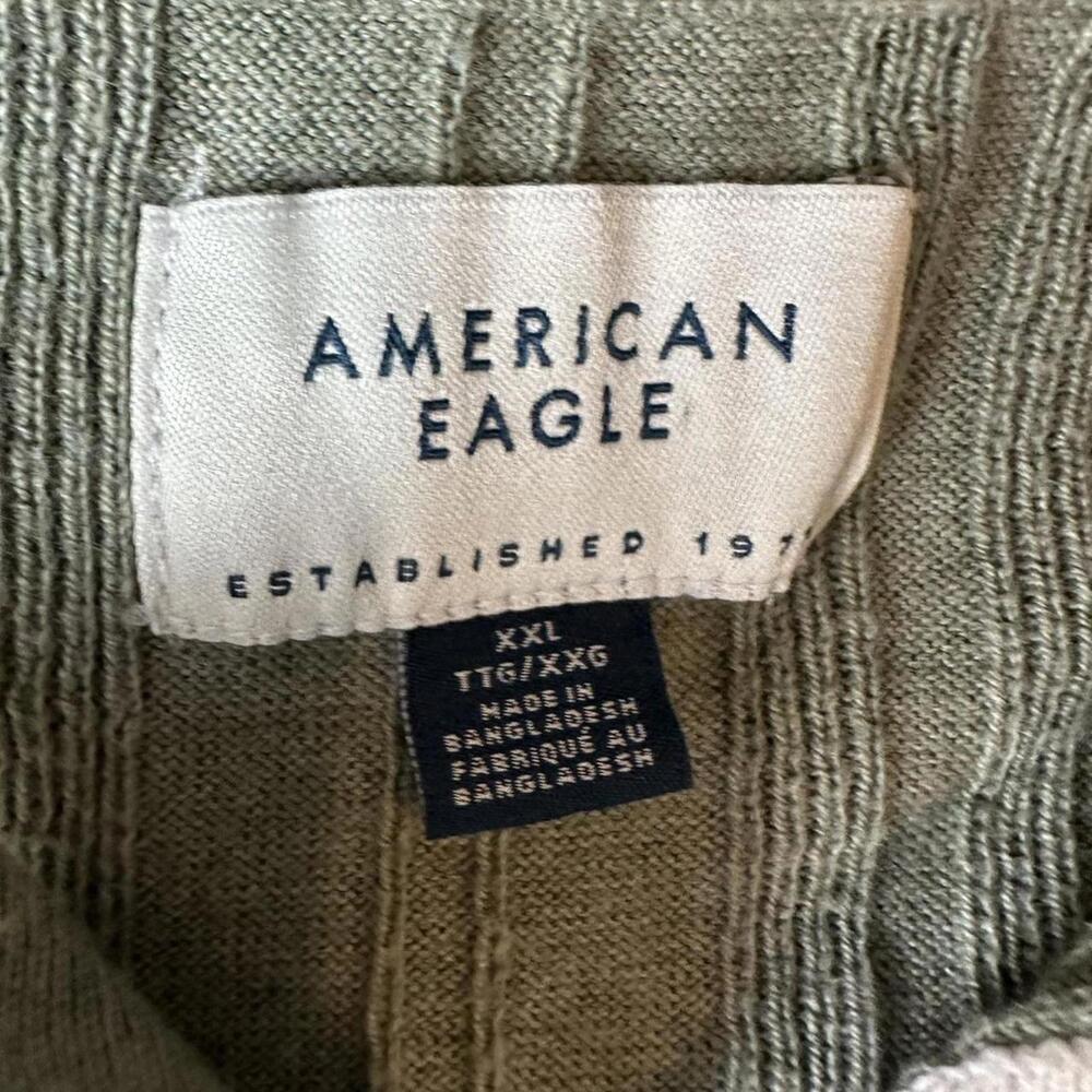 Men’s American Eagle weekend tipped sweater polo shirt sage green size XXL - Picture 5 of 7